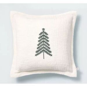 Target Embroidery Pillow Pine Tree Hearth & Hand square / cream